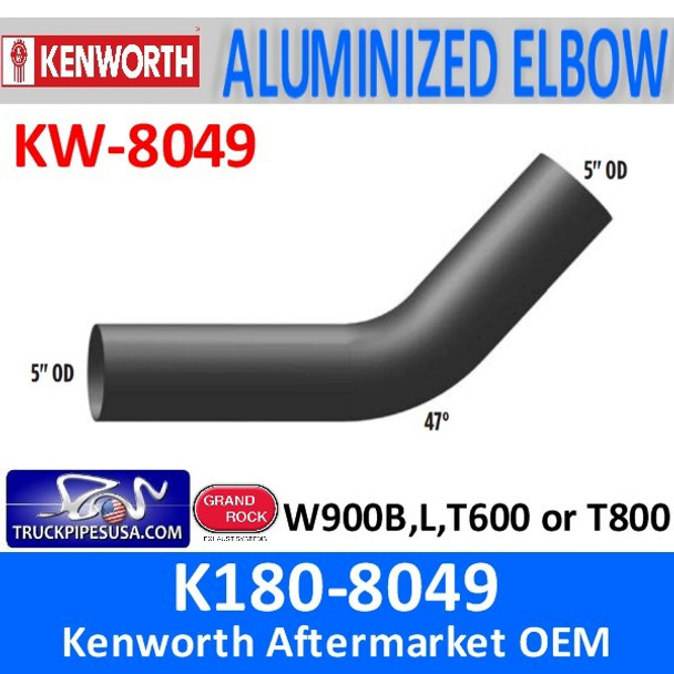 K180-8049 Kenworth Exhaust 5" OD Elbow with 47 Degree Bend