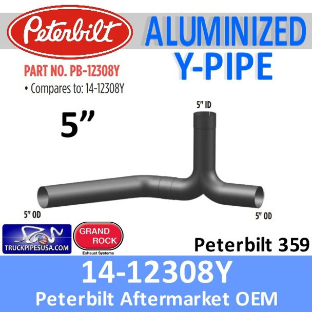 14-12308 Peterbilt 359 Aluminized Exhaust Y-Pipe PB-12308