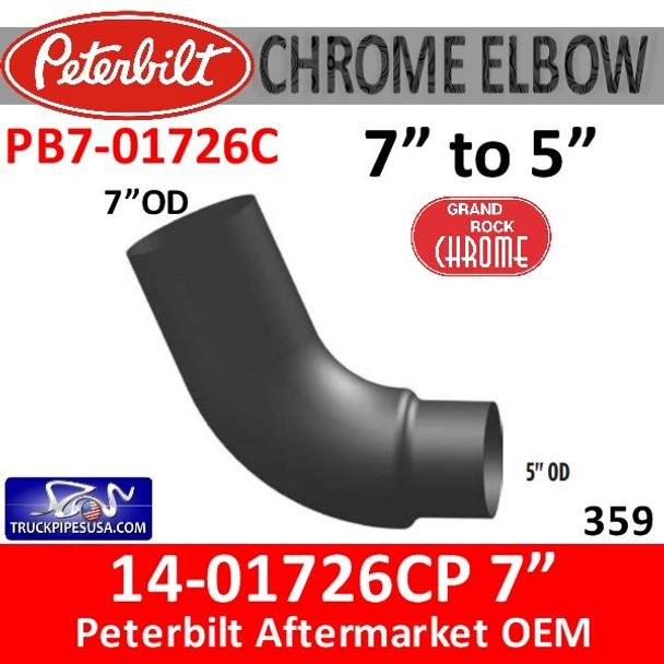 14-01726 7" Version Peterbilt 359 With 5" OD Reducer Chrome