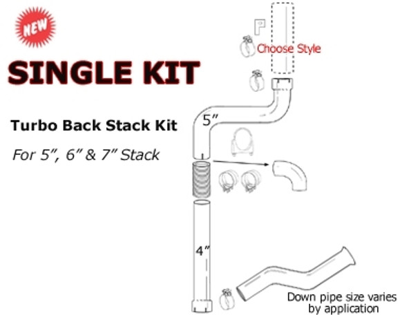 1994-97-Ford-7.3L-5-inch Single-Stack-Kit-Stack not Included