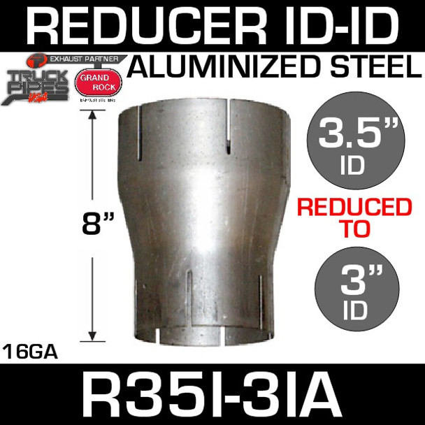 3.5" ID to 3" ID Exhaust Reducer Aluminized Pipe R35I-3IA