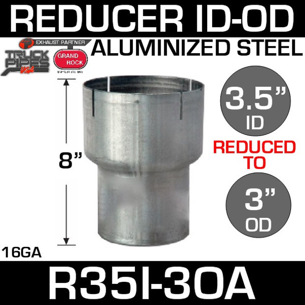 3.5" ID to 3" OD Exhaust Reducer Aluminized Pipe R35I-3OA