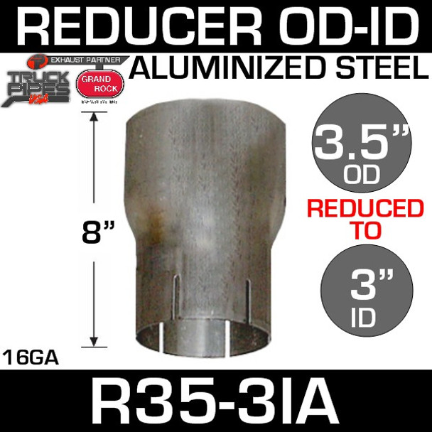 3.5" OD to 3" ID Exhaust Reducer Aluminized Pipe R35O-3IA