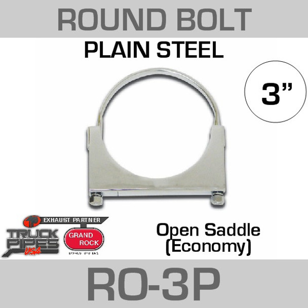 3" Round Bolt Open Saddle Exhaust Clamp RO-3P