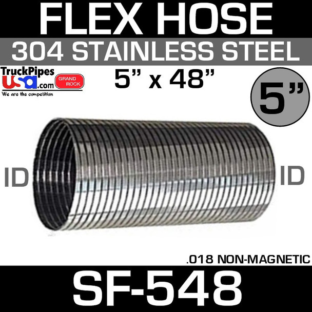 5" x 48" .018 304 Stainless Steel Flex Exhaust Hose SF-548