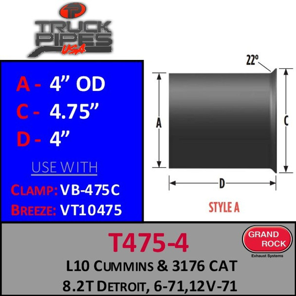 4.75" Turbo Flare Lip for L10 Cummins/3175 CAT/8.2T DD T475-4