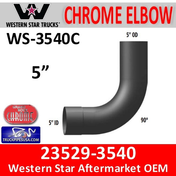 23529-3540 Western Star Chrome 90 Degree Elbow WS-3540C