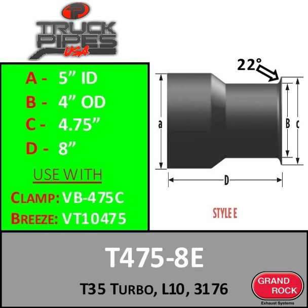 4.75" Turbo Flare Lip for T35 Turbo, L10, 3176 Style E