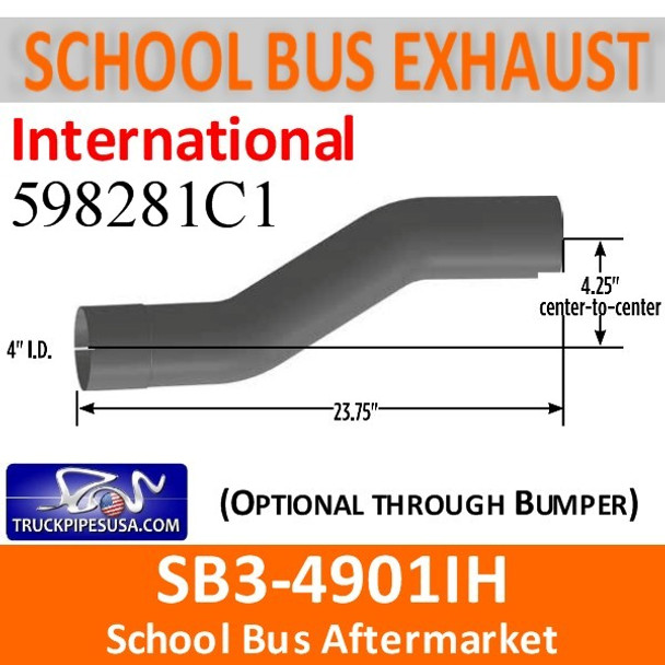 598281C1 International 9300 Offset School Bus Exhaust Pipe 4" ALZ