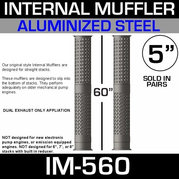 IM-560 5" x 60" Internal Muffler Exhaust Baffle Tube (PAIR)