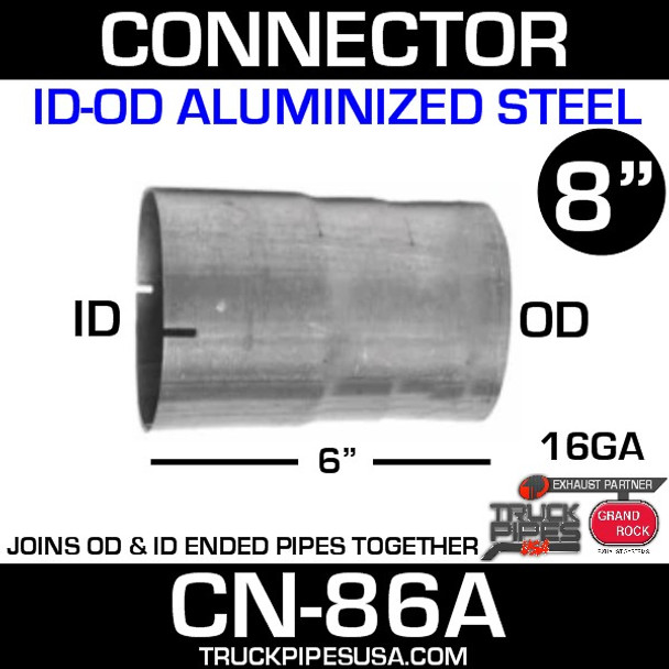 8" x 6" Exhaust Connector ID-OD Aluminized CN-86A - SPECIAL ORDER