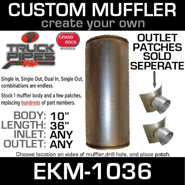 10" Universal Muffler Round x 36"L patch not Included