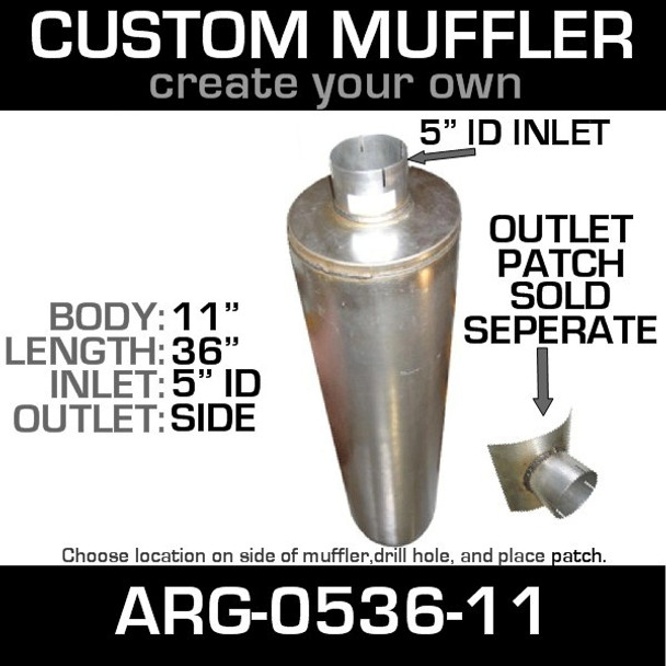 11" Universal Muffler 5" ID End In and Out Muffler ARG-0536-11