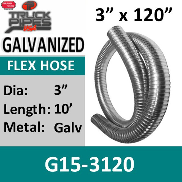 3" x 120" .015 Galvanized Exhaust Flex Hose G15-3120