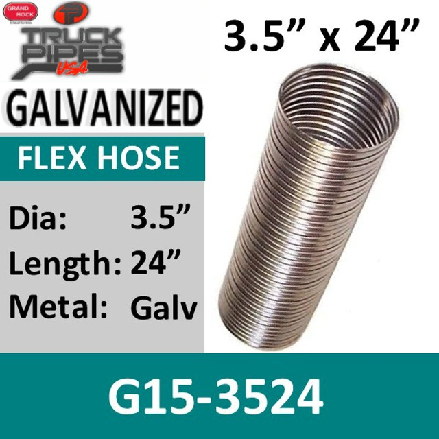 3.5" x 24" .015 Galvanized Exhaust Flex Hose G15-3524