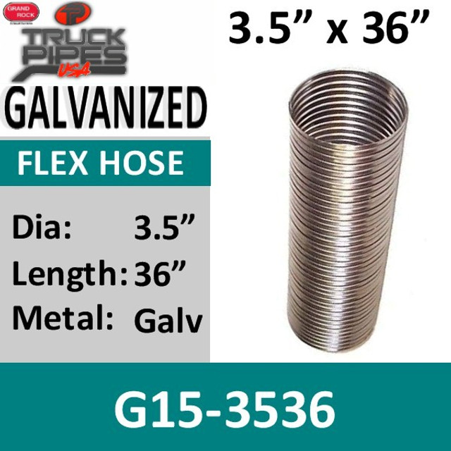 3.5" x 36" .015 Galvanized Exhaust Flex Hose G15-3536