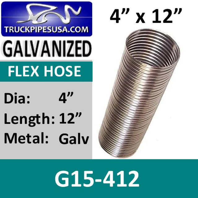 4" x 12" .015 Galvanized Exhaust Flex Hose G15-412