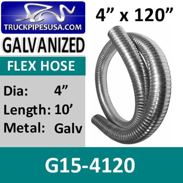 4" x 120" .015 Galvanized Exhaust Flex Hose G15-4120