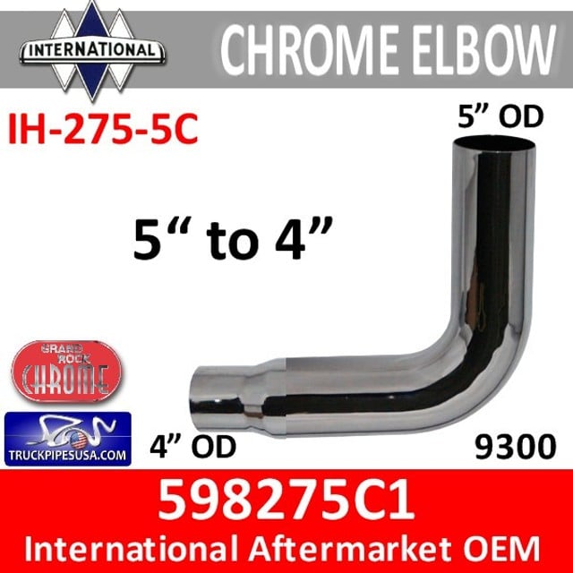 598275C1 International Chrome Elbow Reduced 5" to 4" IH-275-5C