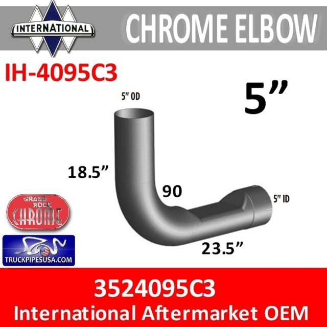3524095C3 International Chrome Exhaust Elbow IH-4095C3