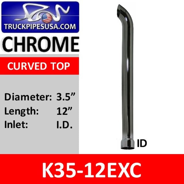 K35-12EXC | Turnout | 3.5 inch x 12 inch Curved Top ID Chrome