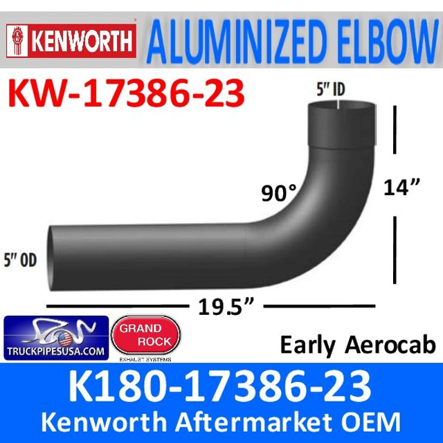 K180-17386-23 Kenworth Exhaust 90 Elbow ID-OD Ends