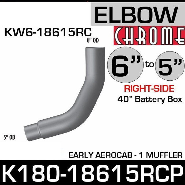 6" to 5" Kenworth Aerocab Right Side Chrome Elbow K180-18615RCP