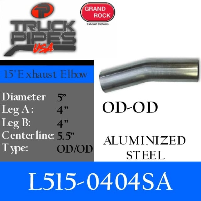 5" 15 Degree Exhaust Elbow 4" x 4" OD-OD Aluminized L515-0404SA