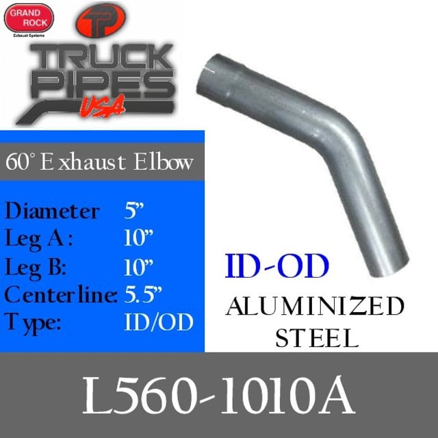 5" 60 Degree Exhaust Elbow 10" x 10" ID-OD Aluminized L560-1010A