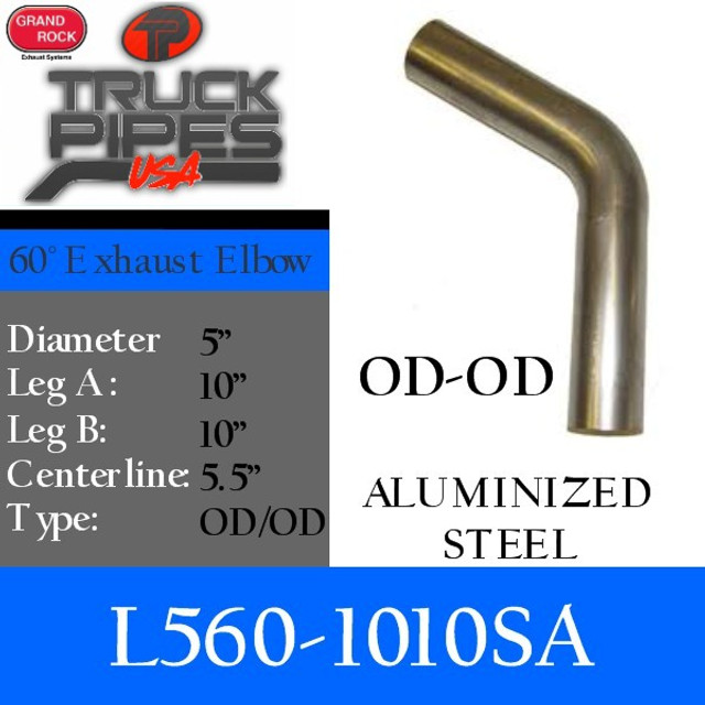 5" 60 Degree Exhaust Elbow 10" x 10" OD-OD Aluminized L560-1010SA