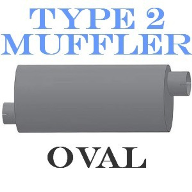M-536 Type 2 Muffler International 8.25 x 11.5 Oval 32" Long 3.5" IN 4" OUT
