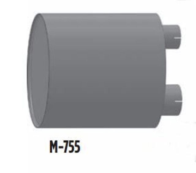 M-755 Type 3 Oval Muffler 8.25" x 11.5" x 32" 3.5" IN-4" OD OUT