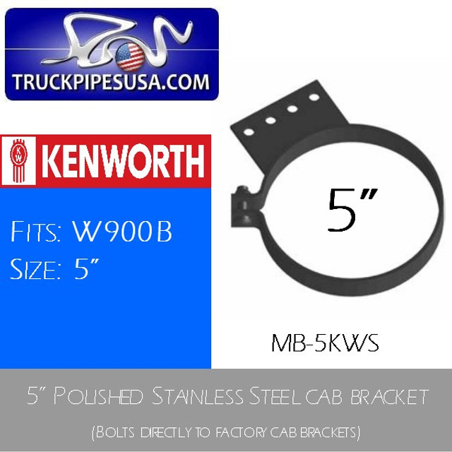 5" Kenworth Stack Mount Bracket Polished Stainless Steel MB-5KWS