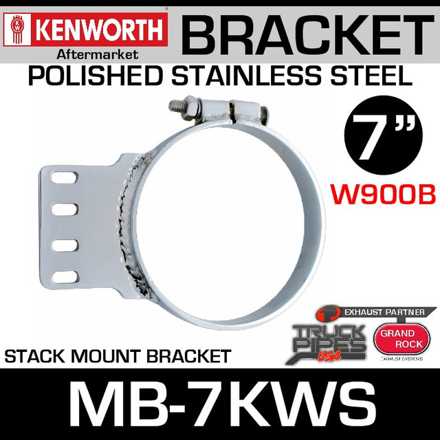 7" Kenworth Stack Mount Bracket Polished Stainless Steel MB-7KWS