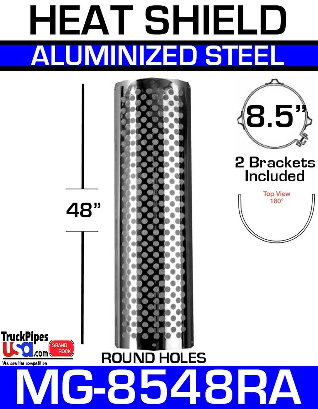 8.5" x 48" Muffler Guard Round Hole Aluminized MG-8548RA