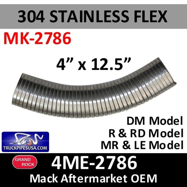 25158346 Mack 304 SS Flex Exhaust 4" x 12.5" 4ME-2786P3
