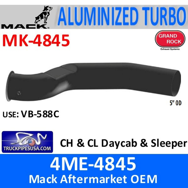 25089424 or 4ME-4845AM Mack CH & CL Turbo Pipe with Pyro