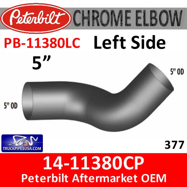 14-11380CP Peterbilt Exhaust Left Side Chrome Elbow PB-11380LC