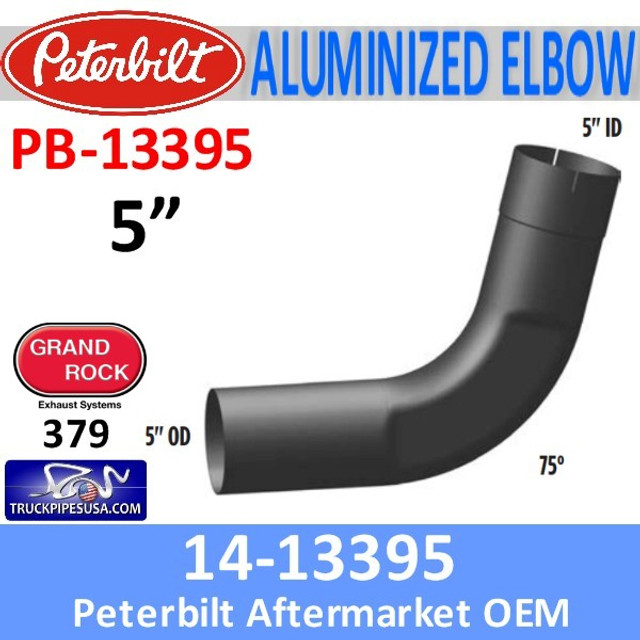 14-13395 Peterbilt 75 Degree Aluminized Exhaust Elbow PB-13395