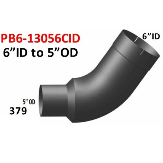 14-13056 6" ID to 5" OD Peterbilt 379 Chrome Elbow PB6-13056CID