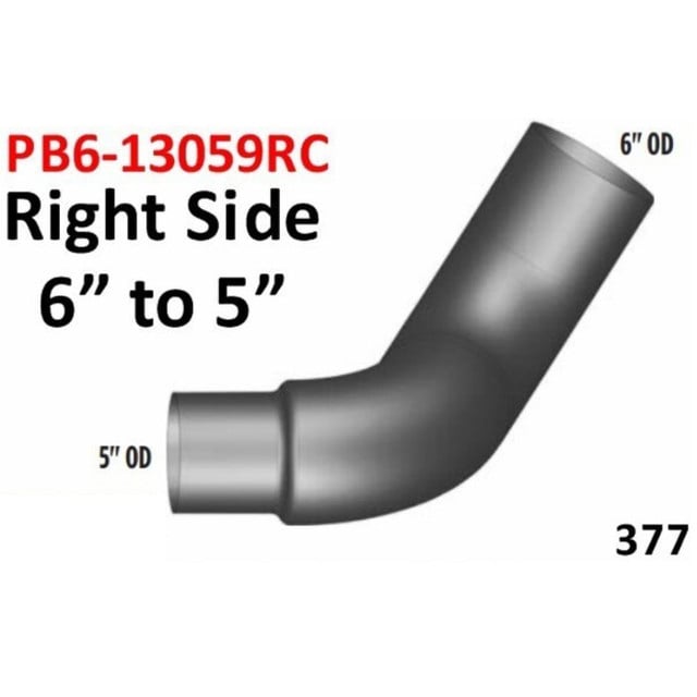 14-13059RCP Peterbilt 377 6" to 5" Right Chrome Elbow PB6-13059RC