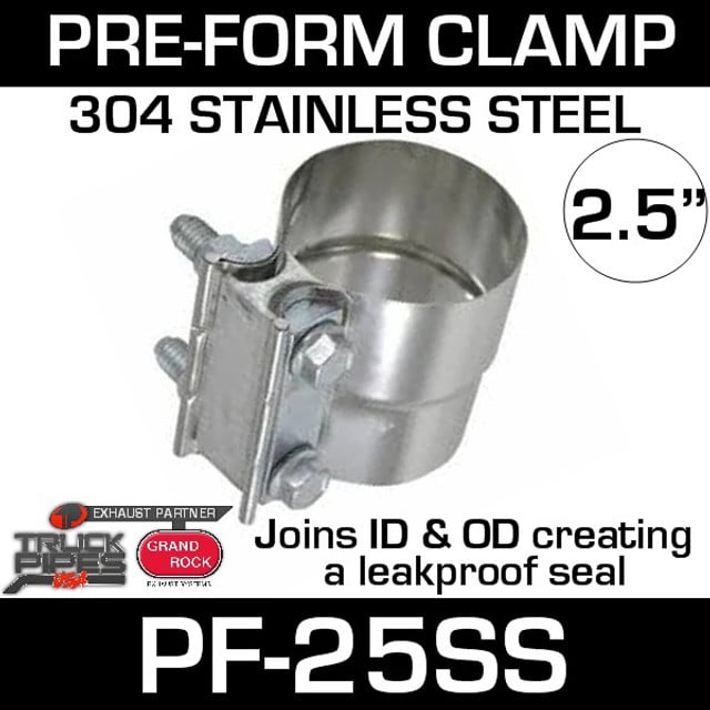 2.5" Preformed Stainless Steel Exhaust Seal Clamp PF-25SS