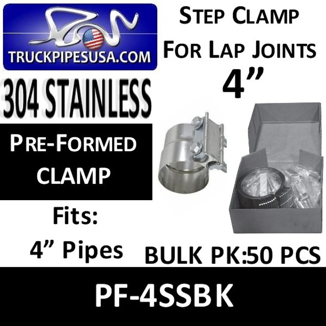 4" Preformed Stainless Steel Exhaust Seal Clamp 50 Pc Bulk Pack PF-4SSBK