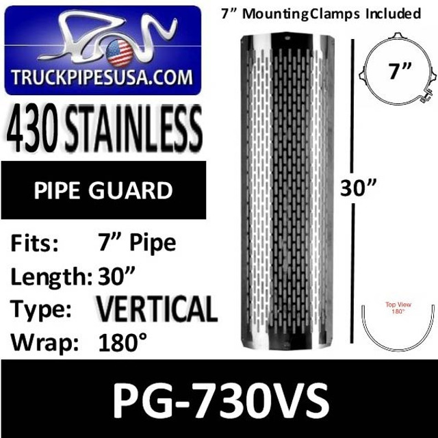7" x 30" Heat Shield Vertical Slot Polished SS with 2 Brackets PG-730VS
