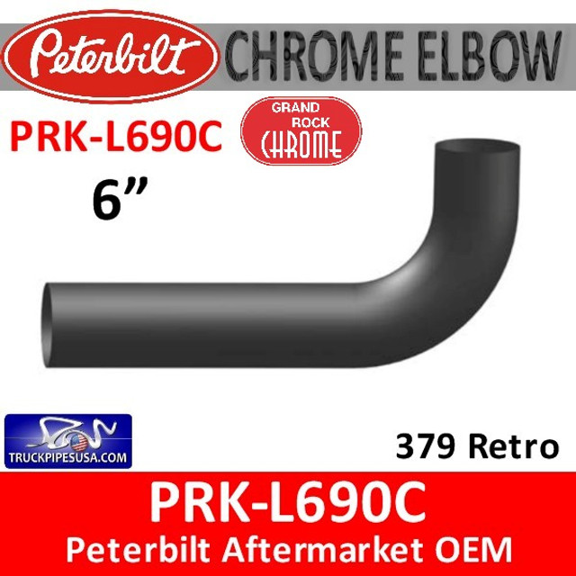 6" Peterbilt Retro 90 Degree Elbow Chrome 39 x 18 OD-OD