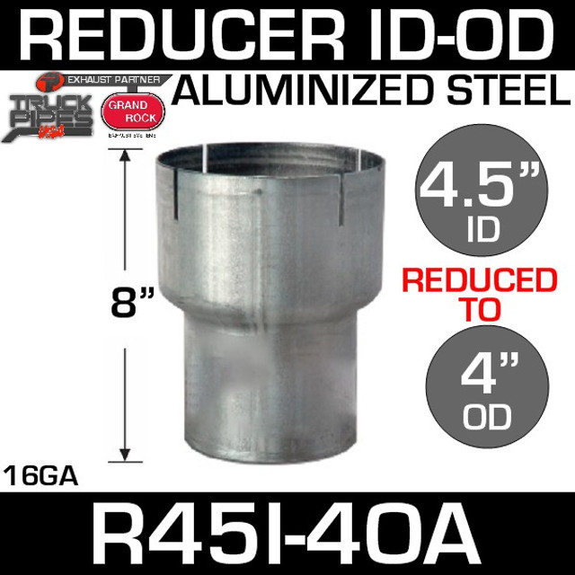 4.5" ID to 4" OD Exhaust Reducer Aluminized Pipe R45I-4OA