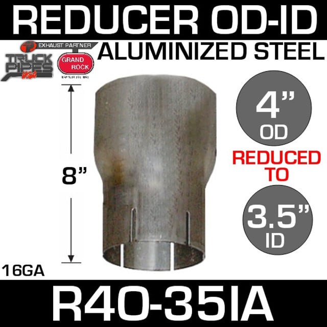 4" OD to 3.5" ID Exhaust Reducer Aluminized Pipe R4O-35IA