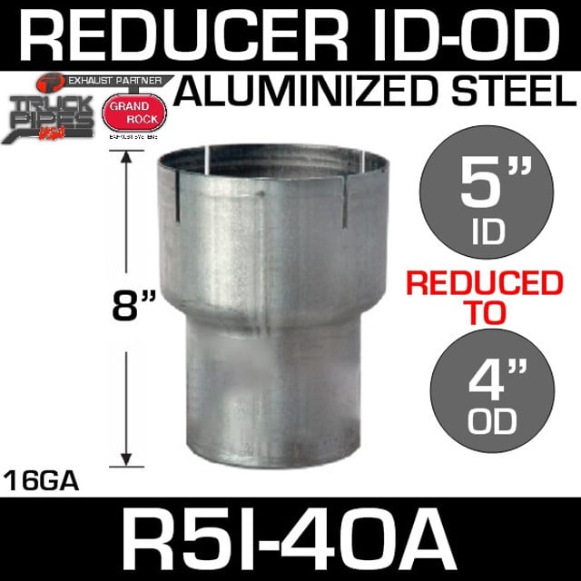 5" ID to 4" OD Exhaust Reducer Aluminized Pipe R5I-4OA