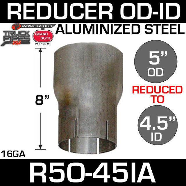 5" OD to 4.5" ID Exhaust Reducer Aluminized Pipe R5O-45IA