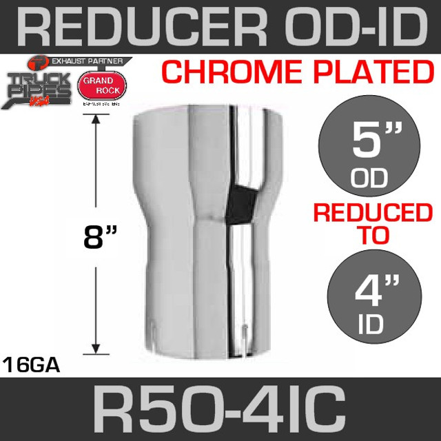 5" OD to 4" ID Exhaust Reducer Chrome